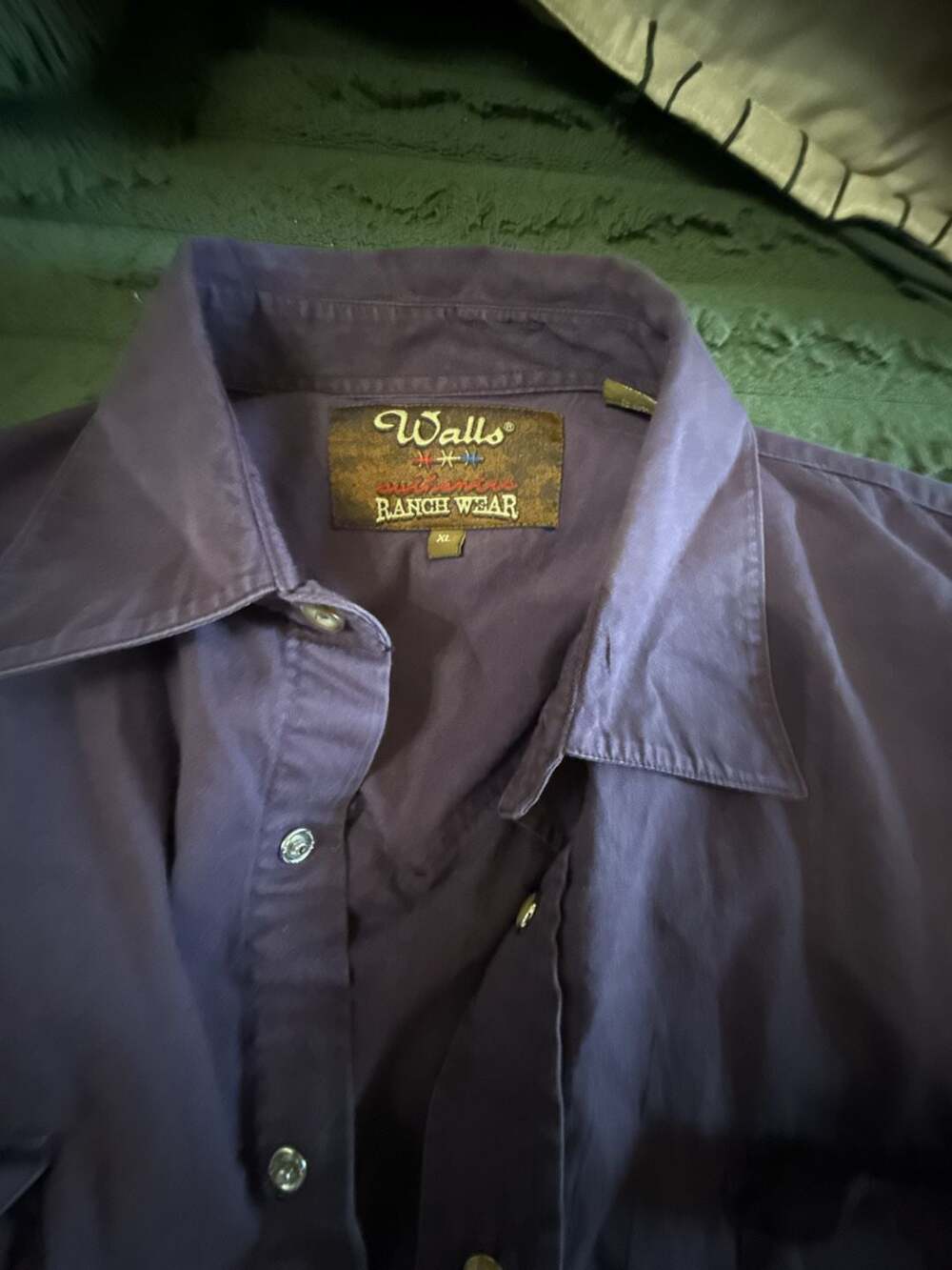 Walls Ranch Wear Vintage Men's Purple Long Sleeve Western Pearl Snap Shirt XL